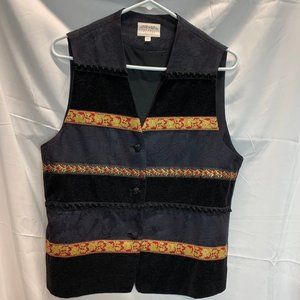 Susan Bristol Petites Black Jaquard Ribbon Vest Size Medium